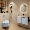 MONDIAZ TURE-DLUX Meuble toilette - 80cm - Clay - EDEN - vasque Ostra - position droite - sans trou de robinet SW1104781