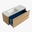 Mondiaz CIRO-DLUX Meuble de salle de bains - 120x45x50cm - plan vasque solid surface Opalo - 1 vasque à gauche - sans trous de robinetterie - 2 tiroirs - Chêne SW1531000