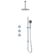 Fortifura Nebbio Ensemble de douche pluie - robinet encastré - élément encastré - barre de douche - flexible de douche en métal - douchette ronde - bras de plafond 20cm - douche de tête 30cm - chrome SW1447093