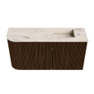 Mondiaz JOYA-DLUX Meuble de toilette 81,6cm - arrondi gauche couleur Noyer - Vasque FAYE position Droite 1 trou de robinet couleur Nata SW1424519