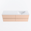 MONDIAZ VICA Ensemble de meuble de salle de bains - 150cm - meuble bas rosee - 4 tiroirs - lavabo cloud à droite - sans trous de robinet - version haute 60cm - talc SW1083339