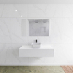 Mondiaz Lagom Meuble salle de bains 120x30.9x45cm Solid Surface Talc 1 tiroir avec lavabo BINX vasque à poser Centre 1 trou de robinet SW409080