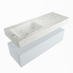 Mondiaz ALAN-DLUX Ensemble de meuble - 120cm - meuble Clay mat - 1 tiroir - Lavabo Cloud Opalo suspendu - vasque Gauche - 0 trous de robinet SW806956