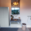 Mondiaz ALAN-DLUX Ensemble de meuble - 80cm - meuble Clay mat - 1 tiroir - Lavabo Cloud Lava suspendu - vasque Centre - 0 trous de robinet SW808449