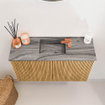Mondiaz JOYA-DLUX 70cm toiletmeubel - kleur Oak - Wastafel FAYE positie Midden 1 kraangat kleur Sombra. SW1424257