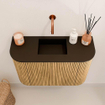 Mondiaz JOYA 63.2cm toiletmeubel - ronding links en rechts kleur Oak - Wastafel FAYE positie Midden Zonder kraangat kleur Urban. SW1421247
