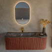 Mondiaz KURVE-DLUX Ensemble meuble de salle de bains - 125x46x40cm - 1 tiroir - 1 porte - vasque solid surface - gauche - 1 trou de robinet - Ruby SW1416044