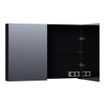 BRAUER Plain Spiegelkast - 100x70x15cm - 2 links/rechtsdraaiende spiegeldeuren - MDF - mat zwart SW393045