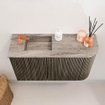 Mondiaz JOYA-DLUX Meuble de salle de bains 71,6cm - arrondi droite couleur Shadow - Vasque FAYE position Gauche 1 trou de robinet couleur Oza. SW1425063