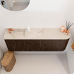 Mondiaz JOYA-DLUX Meuble de salle de bains 111.6cm - arrondi droit couleur Walnut - Vasque FAYE position Gauche 1 trou de robinet couleur Frappe SW1422331