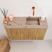 Mondiaz JOYA-DLUX 71.6cm toiletmeubel - ronding links kleur Oak - Wastafel FAYE positie Rechts Zonder kraangat kleur Arena. SW1423909