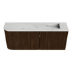 Mondiaz JOYA-DLUX Meuble de salle de bains 101,6cm - arrondi gauche couleur Noyer - Vasque FAYE position Droite 1 trou de robinet couleur Opalo SW1422619