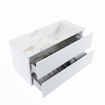MONDIAZ VICA-DLUX Ensemble meuble de salle de bains - 100cm - meuble bas Talc - 2 tiroirs - lavabo encastré Cloud à droite - 1 trou de robinet - version haute 60cm - Frappe SW1088556
