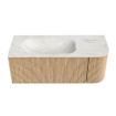 MONDIAZ KURVE-DLUX 115cm Meuble salle de bain avec module 25 D - couleur Oak - 1 tiroir - 1 porte - vasque BIG SMALL gauche - 1 trou de robinet - couleur Ostra SW1137744