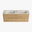 Mondiaz CIRO-DLUX Badkamermeubelset - 140x45x50cm - Solid surface wastafel Frappe - 2 wasbak Dubbel - zonder kraangaten - 4 lades - Oak SW1530846
