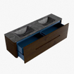Mondiaz CIRO-DLUX Ensemble de meuble de salle de bains - 170x45x50cm - Lavabo solid surface Lava - 2 vasques Double - 2 trous de robinetterie - 4 tiroirs - Noyer SW1530196