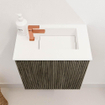 Mondiaz JOYA 40cm toiletmeubel - kleur Shadow - Wastafel FAYE positie Rechts 1 kraangat kleur Talc. SW1421416