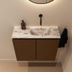 MONDIAZ TURE-DLUX Meuble toilette - 60cm - Rust - EDEN - vasque Glace - position droite - sans trou de robinet SW1103514