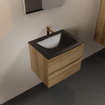 Mondiaz AIVY Ensemble de meuble - 60x45x50cm - 1 trou de robinet - 1 vasque Urban Solid surface - Centre - 2 tiroirs - avec miroir - Melamine Chai SW892437