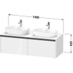 Duravit Ketho 2 wastafelonderbouwkast incl. consoleplaat met 2 laden voor dubbele waskommen 140x55x45.9cm met handgrepen antraciet noten mat SW773076