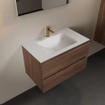 Mondiaz AIVY Ensemble de meuble - 80x45x50cm - 1 trou de robinet - 1 vasque Talc Solid surface - Centre - 2 tiroirs - avec miroir - Melamine Mocha SW892433