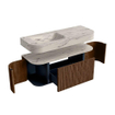 MONDIAZ THOR-DLUX 120cm badmeubel ronding links + rechts kleur Walnut met 1 lade en 2 deuren. Vrijhangende wastafel CLOUD Links 1 kraangat kleur Nata. SW1463370
