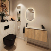 MONDIAZ TURE-DLUX Meuble toilette - 100cm - Washed Oak - EDEN - vasque Ostra - position gauche - 1 trou de robinet SW1105150