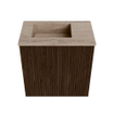 Mondiaz JOYA-DLUX 40cm toiletmeubel - kleur Walnut - Wastafel FAYE positie Links Zonder kraangat kleur Saba. SW1424631