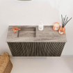 Mondiaz JOYA-DLUX 70cm toiletmeubel - kleur Shadow - Wastafel FAYE positie Links 1 kraangat kleur Oza. SW1425036