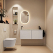 MONDIAZ TURE-DLUX Meuble toilette - 120cm - Linen - EDEN - vasque Ostra - position gauche - 1 trou de robinet SW1104914