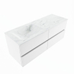 MONDIAZ VICA-DLUX Ensemble meuble de salle de bains - 130cm - sous-meuble talc - 4 tiroirs - lavabo encastré cloud gauche - 1 trou de robinet - version haute 60cm - opalo SW1088548