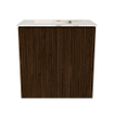 Mondiaz JOYA-DLUX 40cm toiletmeubel - kleur Walnut - Wastafel FAYE positie Links Zonder kraangat kleur Frappe. SW1422251