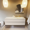 Mondiaz VICA-DLUX ensemble de meuble de salle de bain - 150cm - meuble sous-vasque lin - 2 tiroirs - lavabo encastrée cloud droite - 1 trou de robinet - version haute de 60cm - opalo SW1088002