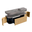 MONDIAZ THOR-DLUX 140cm badmeubel ronding links + rechts kleur Oak met 1 lade en 2 deuren. Vrijhangende wastafel CLOUD Midden zonder kraangat kleur Sombra. SW1464359
