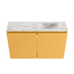 MONDIAZ TURE-DLUX Meuble de toilettes 80 cm Ocre. Lavabo EDEN Glace position à droite. Avec 1 trou de robinet. SW1103391