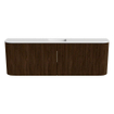Mondiaz JOYA 123.2cm toiletmeubel - ronding links en rechts kleur Walnut - Wastafel FAYE positie Midden 1 kraangat kleur Talc. SW1421321