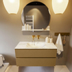 MONDIAZ VICA-DLUX Ensemble meuble de salle de bains - 100cm - meuble bas oro - 2 tiroirs - lavabo encastré cloud au milieu - sans trous de robinet - version haute 60cm - glace SW1088217