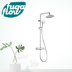 FugaFlow Efficiente Sobrado Ensemble de douche pluie avec robinet thermostatique pommeau 20cm et douchette 3 jets chrome SW1125863