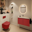 MONDIAZ TURE-DLUX Meuble toilette - 80cm - Fire - EDEN - vasque Ostra - position centrale - sans trou de robinet SW1104852