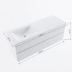 VICA-DLUX 130cm badmeubel onderkast Linen 2 lades. Inbouw wastafel CLOUD links zonder kraangat, kleur Frappe. SW902883