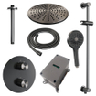 BRAUER Gunmetal Carving douche de pluie encastrée thermostatique - 3 voies - ronde - set 96 - pomme de douche 30cm - bras de plafond - douchette 3 jets - flexible de douche - barre de douche intégrée - gunmetal brossé PVD SW1159135