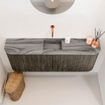 Mondiaz JOYA-DLUX 113.2cm toiletmeubel - ronding links en rechts kleur Shadow - Wastafel FAYE positie Midden Zonder kraangat kleur Sombra. SW1425247