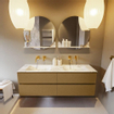 MONDIAZ VICA-DLUX Ensemble meuble de salle de bains - 150cm - meuble bas oro - 4 tiroirs - lavabo encastré cloud double - sans trous de robinetterie - version haute 60cm - glace SW1088290