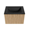 MONDIAZ KURVE 60cm Meuble salle de bain - couleur Oak - 1 tiroir - vasque CLOUD centre - 1 trou de robinet - Urban SW1138339