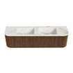 MONDIAZ KURVE-DLUX 170cm Meuble salle de bain avec module 25 G et D - couleur Walnut - 1 tiroir - 2 portes - vasque LEAF double - sans trou de robinet - couleur Frappe SW1137457