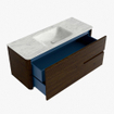 Mondiaz CIRO-DLUX Badkamermeubelset - 120x45x50cm - Solid surface wastafel Opalo - 1 wasbak Midden - zonder kraangaten - 2 lades - Walnut SW1530365