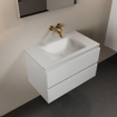 Mondiaz AIVY Ensemble de meuble - 80x45x50cm - 0 trous de robinet - 1 vasque Urban Solid surface - Centre - 2 tiroirs - avec miroir - MDF Talc SW892095