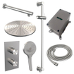 BRAUER Brushed Edition Regendoucheset inbouw - hoofddouche 30cm - gladde knop - inclusief inbouwdeel - handdouche Rond 3 standen - glijstang - PVD - geborsteld RVS SW538438