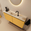 MONDIAZ TURE-DLUX Meuble toilette - 100cm - Ocher - EDEN - vasque Frappe - position centrale - 1 trou de robinet SW1105164