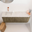Mondiaz JOYA-DLUX 101.6cm toiletmeubel - ronding rechts kleur Dusk - Wastafel FAYE positie Links Zonder kraangat kleur Ostra. SW1423417